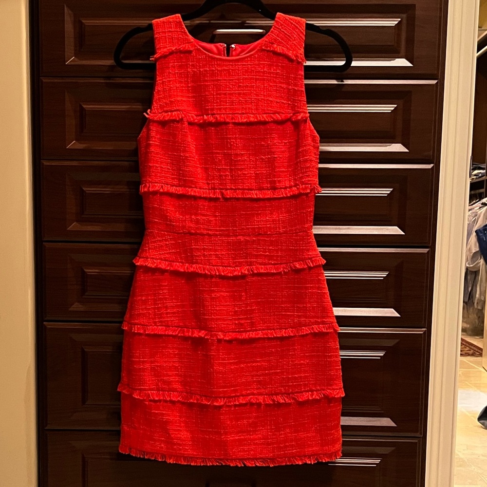 J Crew Red Boucle Dress Size 0